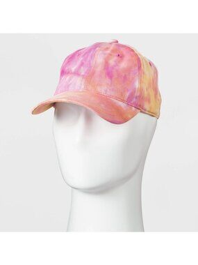 Tie-Dye Adjustable Baseball Cap In Pink & Yellow